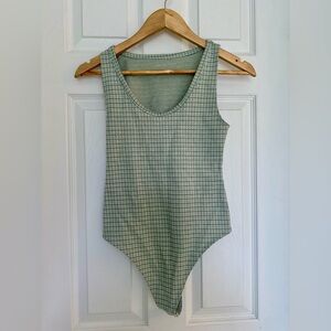 American Eagle Green Grid Bodysuit (XS)